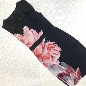 Ted Baker Floral Black Pencil Dress (1/US size 4/XS)